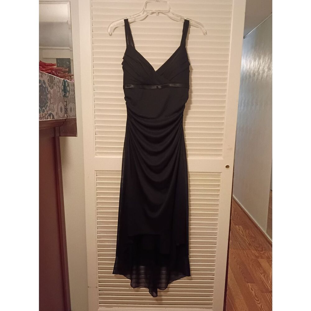 Ruby Rox Black V-Neck Ruched High-Low Dress - Picture 2 of 6